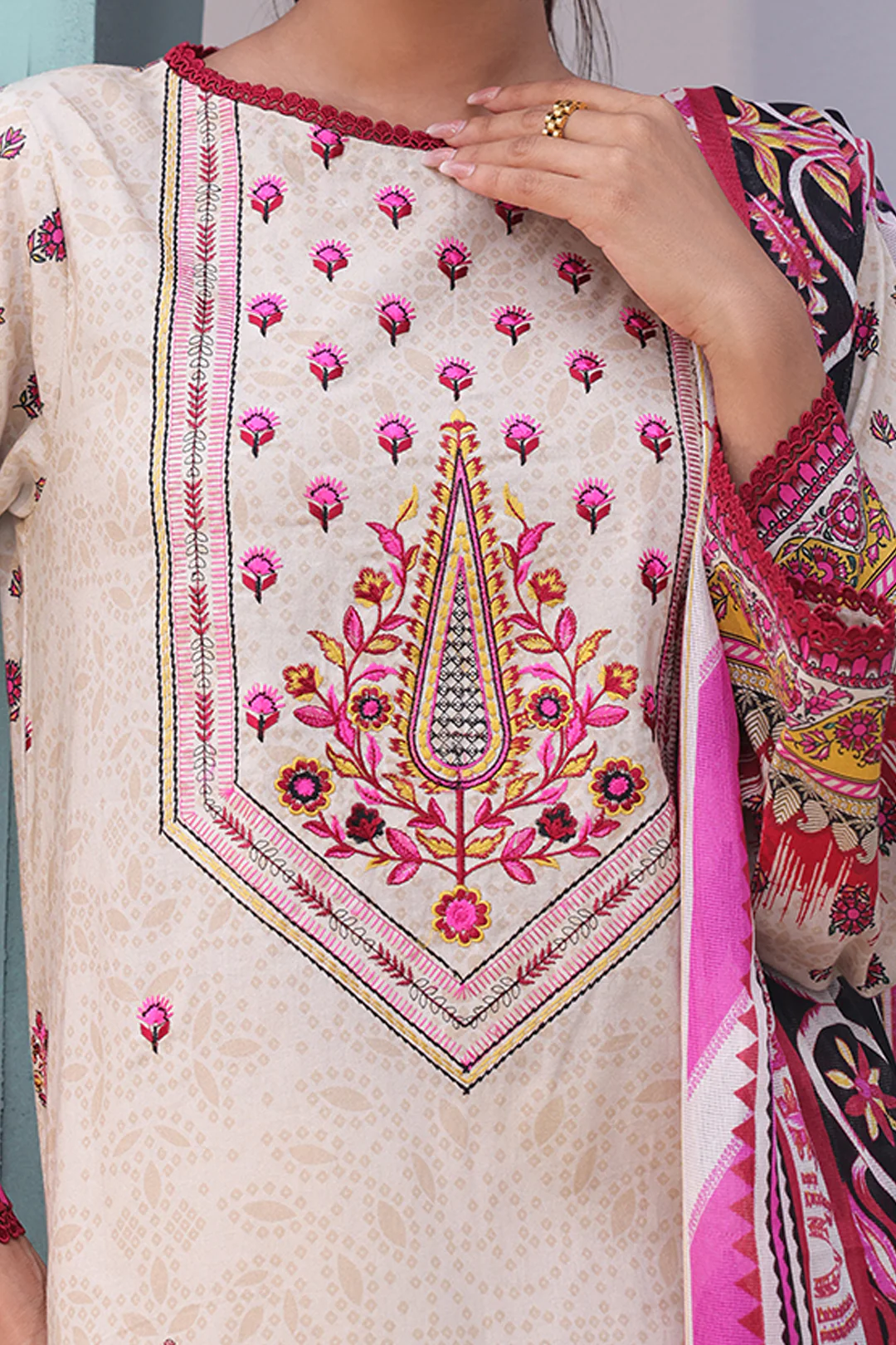 Embroidered Shirt Dupatta - 0022 - Image 4