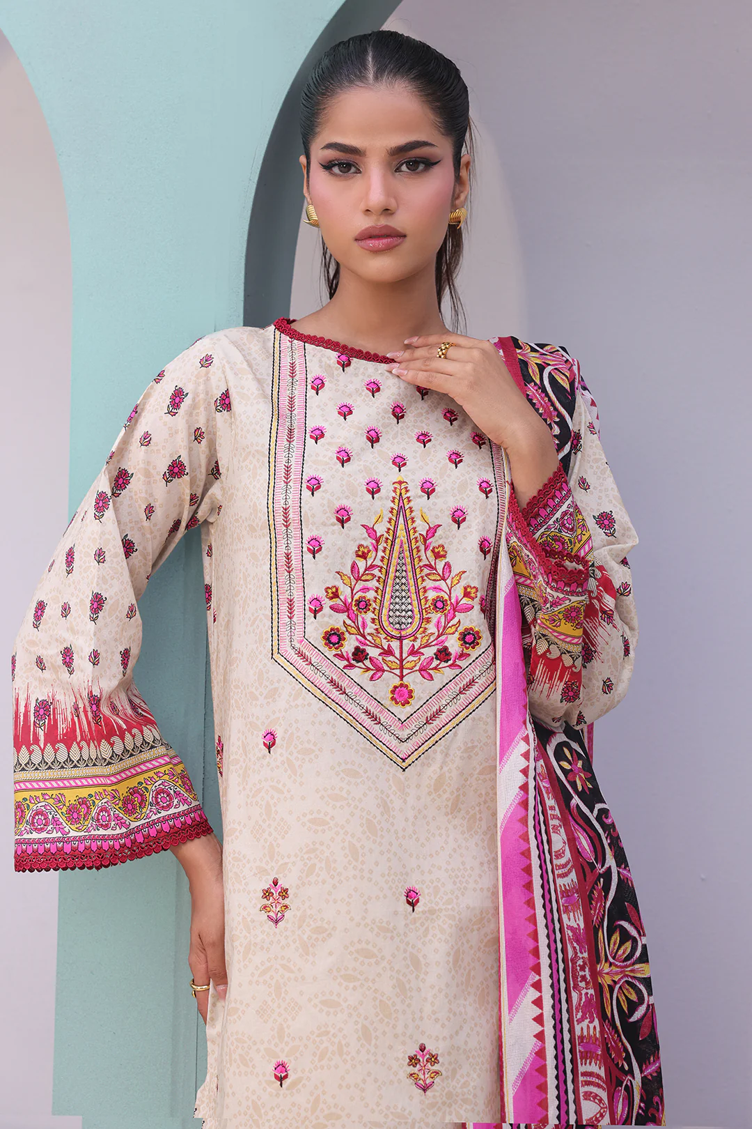 Embroidered Shirt Dupatta - 0022 - Image 5