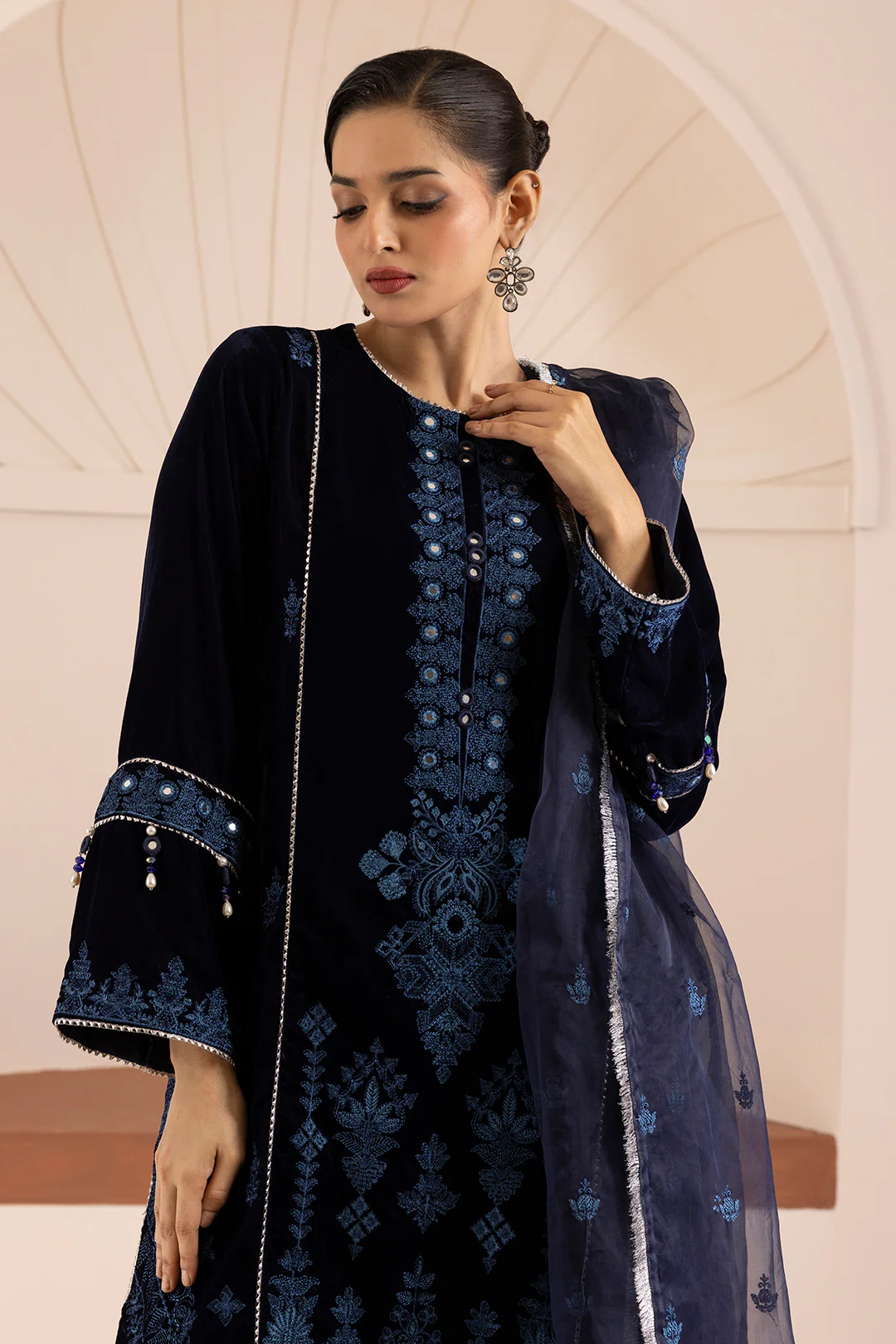 Embroidered Kurta Dupatta Trouser - 0733 - Image 3