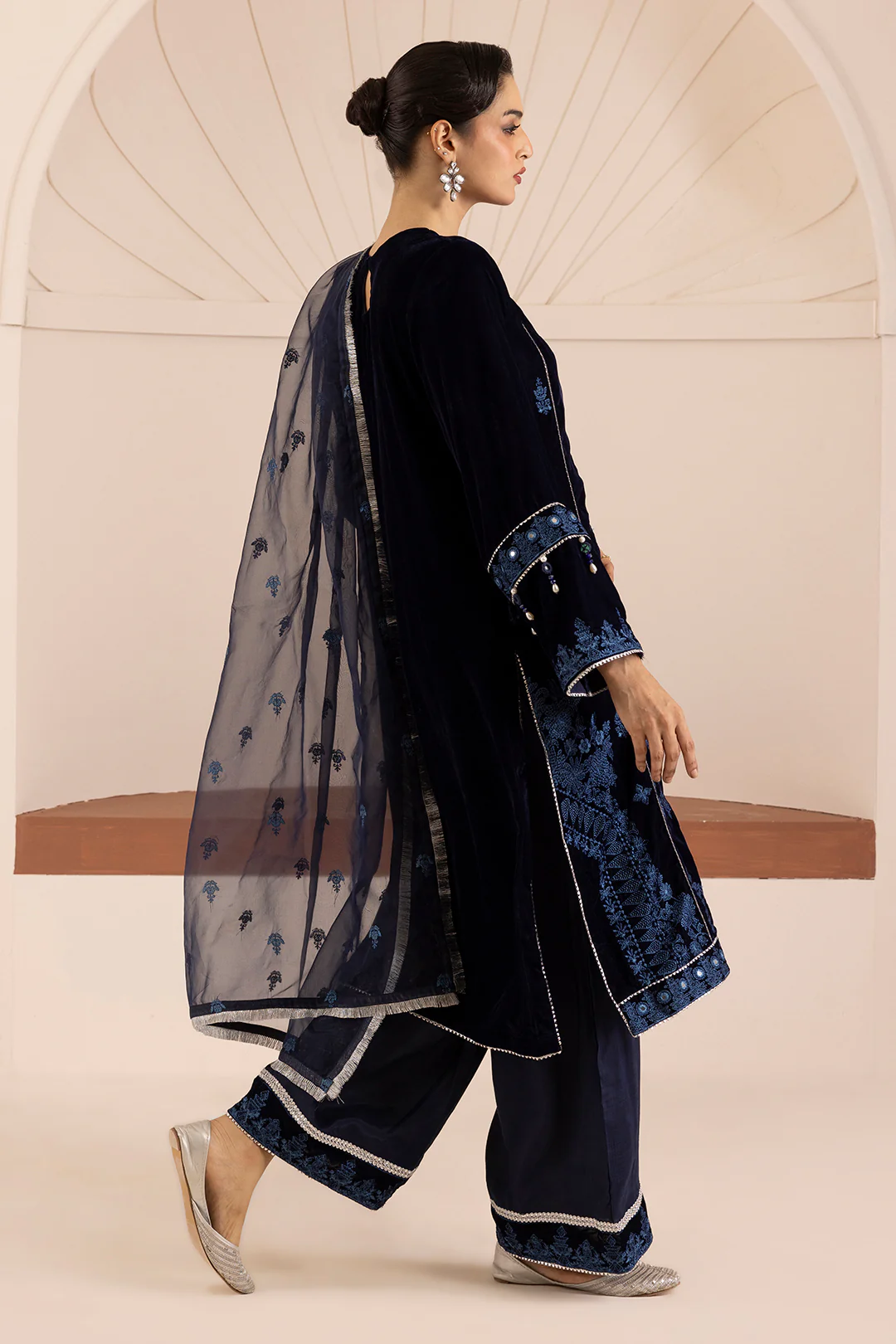 Embroidered Kurta Dupatta Trouser - 0733 - Image 9