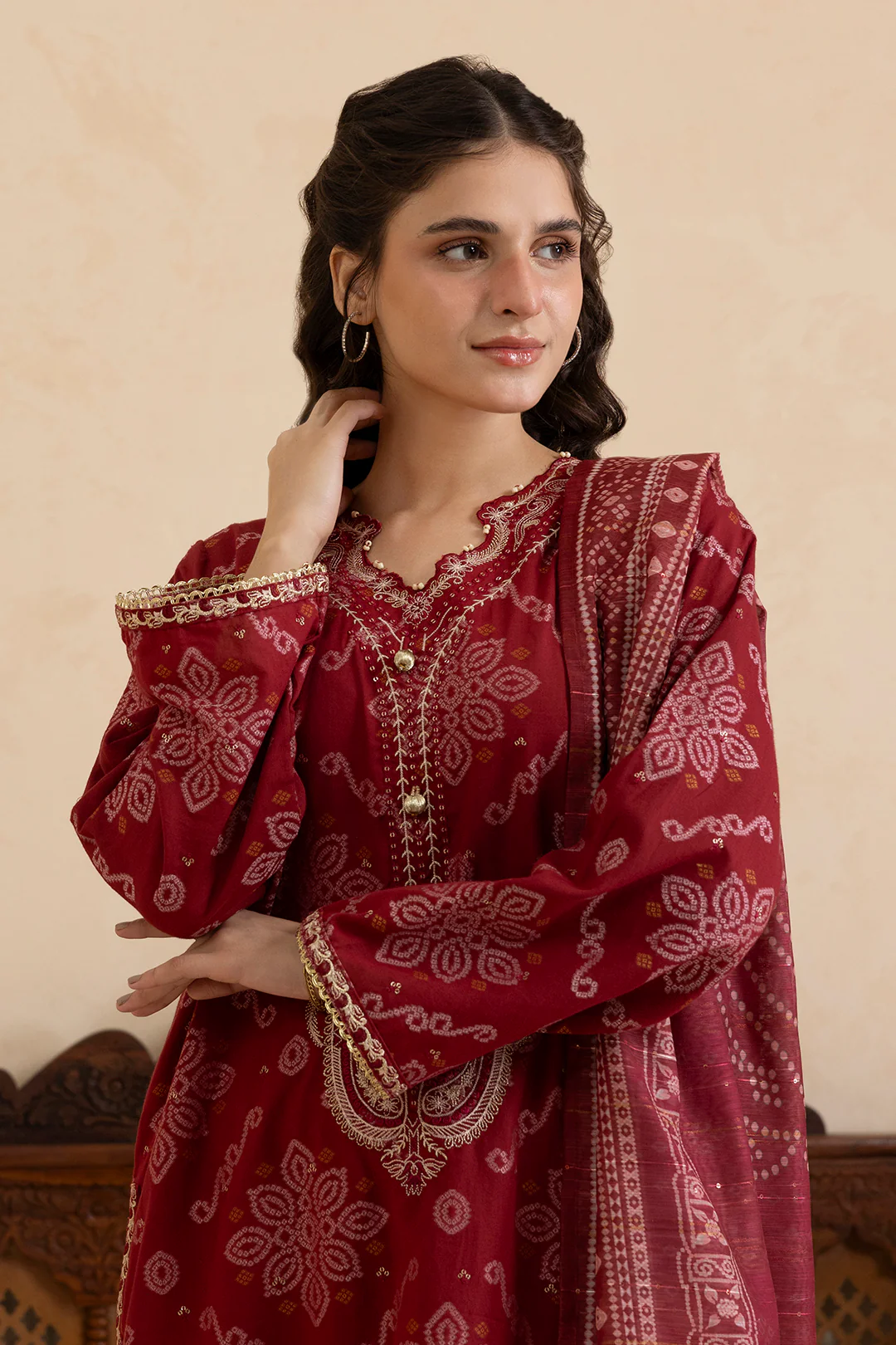 Embroidered Kurta Dupatta Trouser - 3357 - Image 4