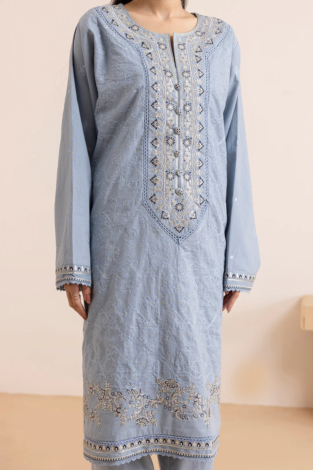 Embroidered Kurta Dupatta Trouser - 3370 - Image 7