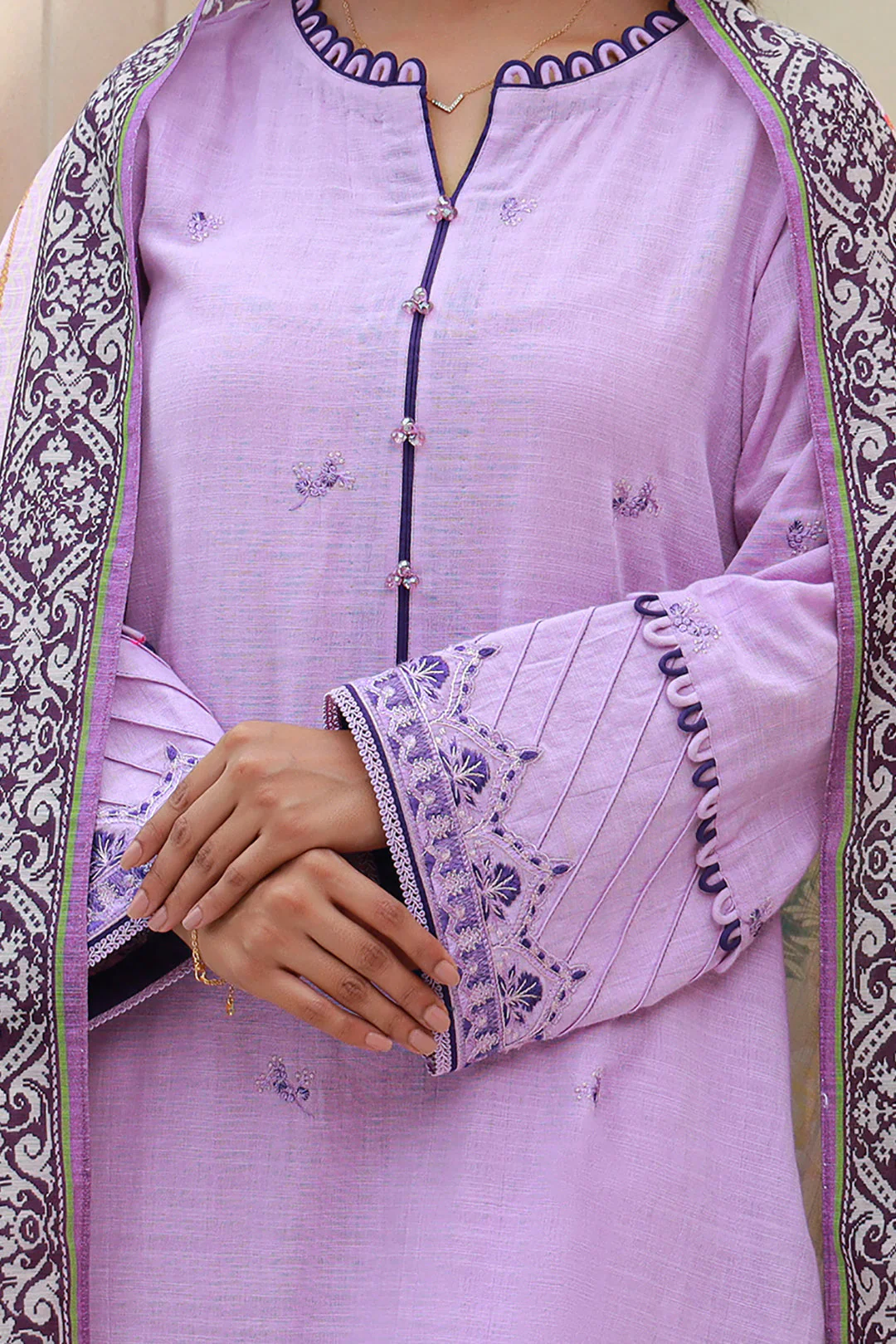 Embroidered Shirt Shalwar Dupatta - 0854 - Image 4