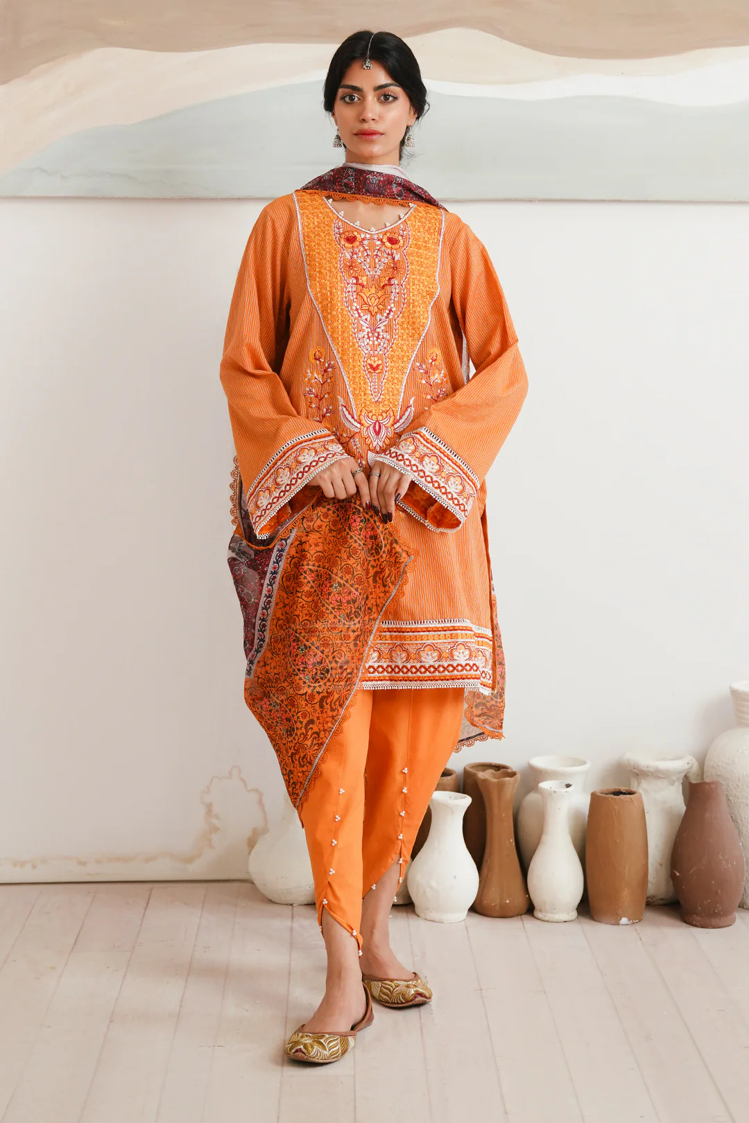 Embroidered Shirt Shalwar Dupatta - 0085 - Image 3