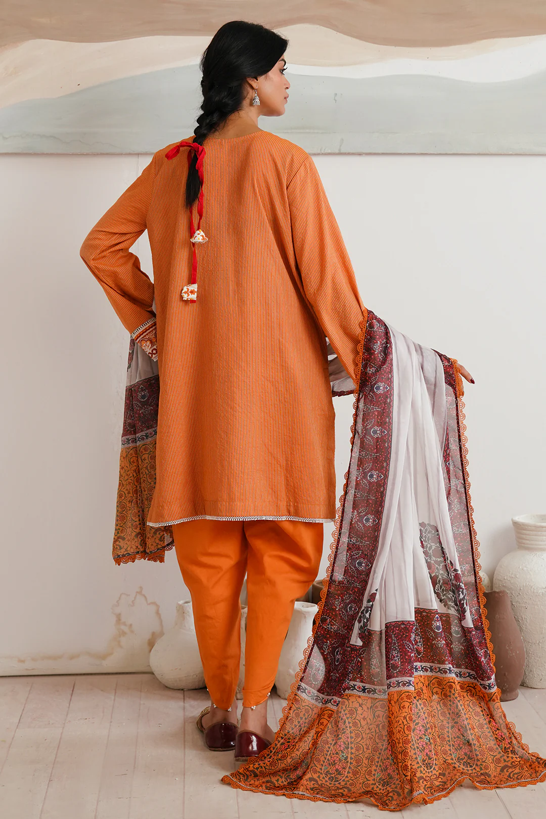 Embroidered Shirt Shalwar Dupatta - 0085 - Image 5