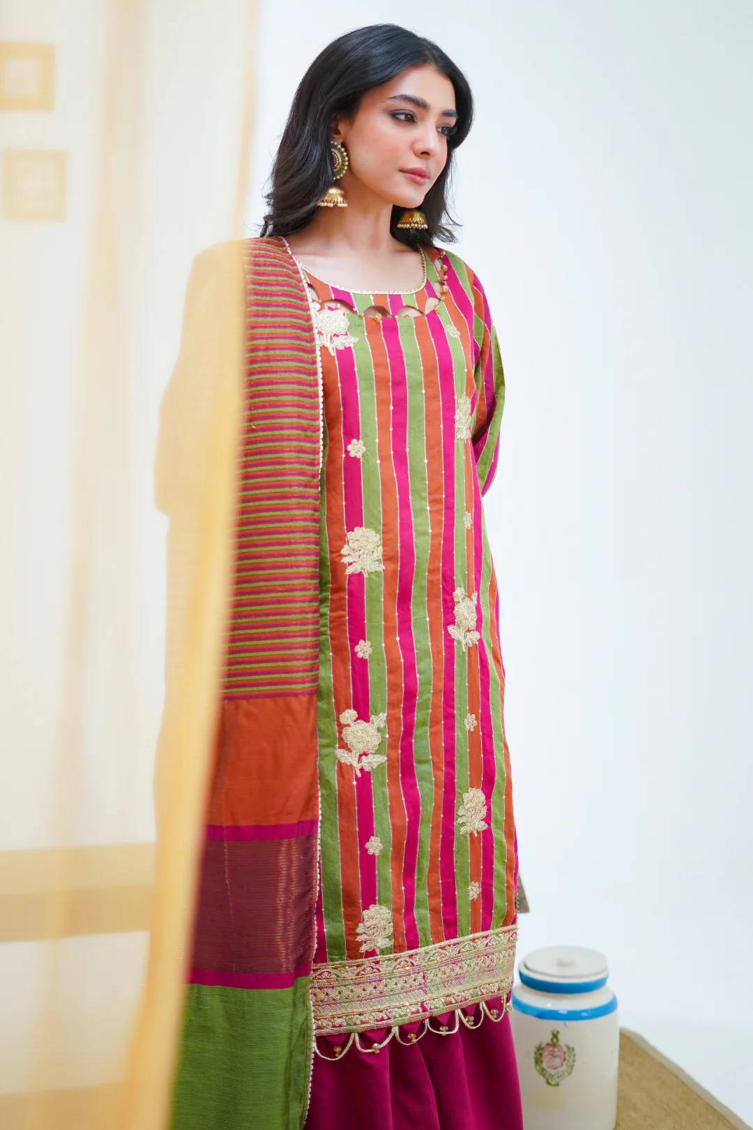 Embroidered Shirt Shalwar Dupatta - 1299 - Image 6