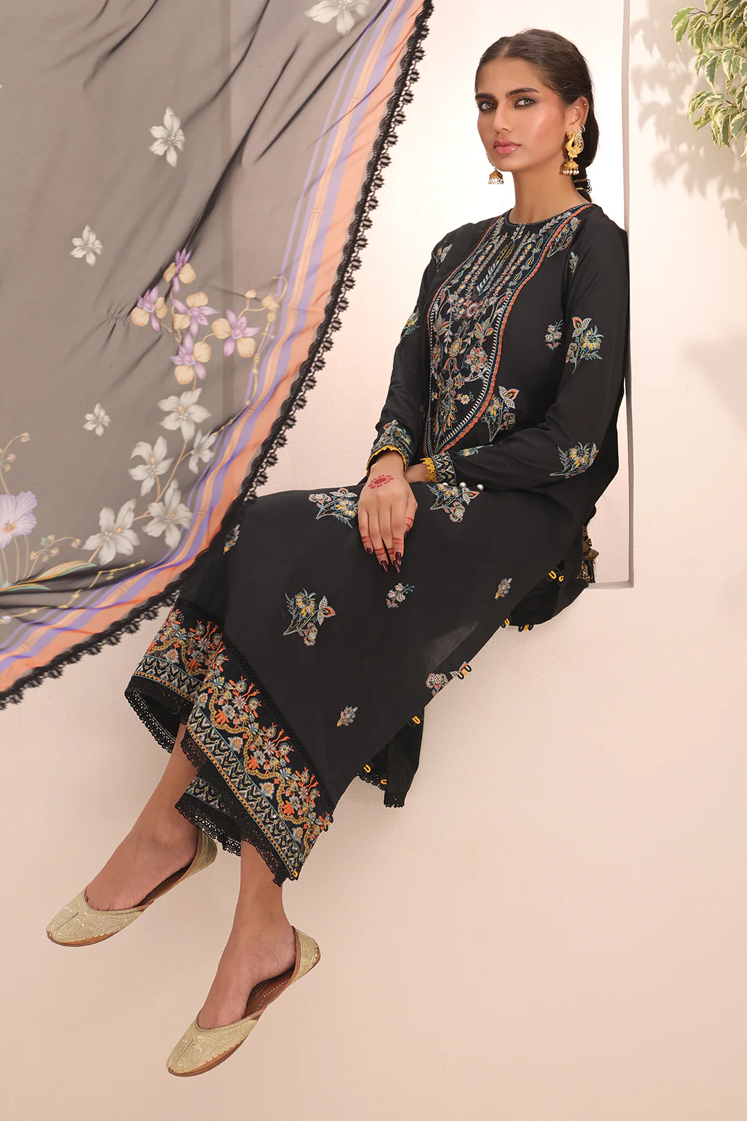 Embroidered Shirt Shalwar Dupatta - 1547 - Image 3