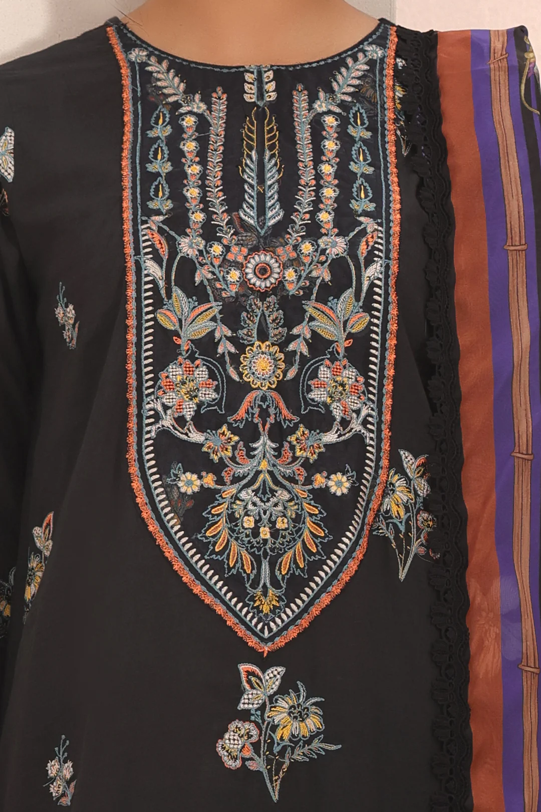 Embroidered Shirt Shalwar Dupatta - 1547 - Image 4