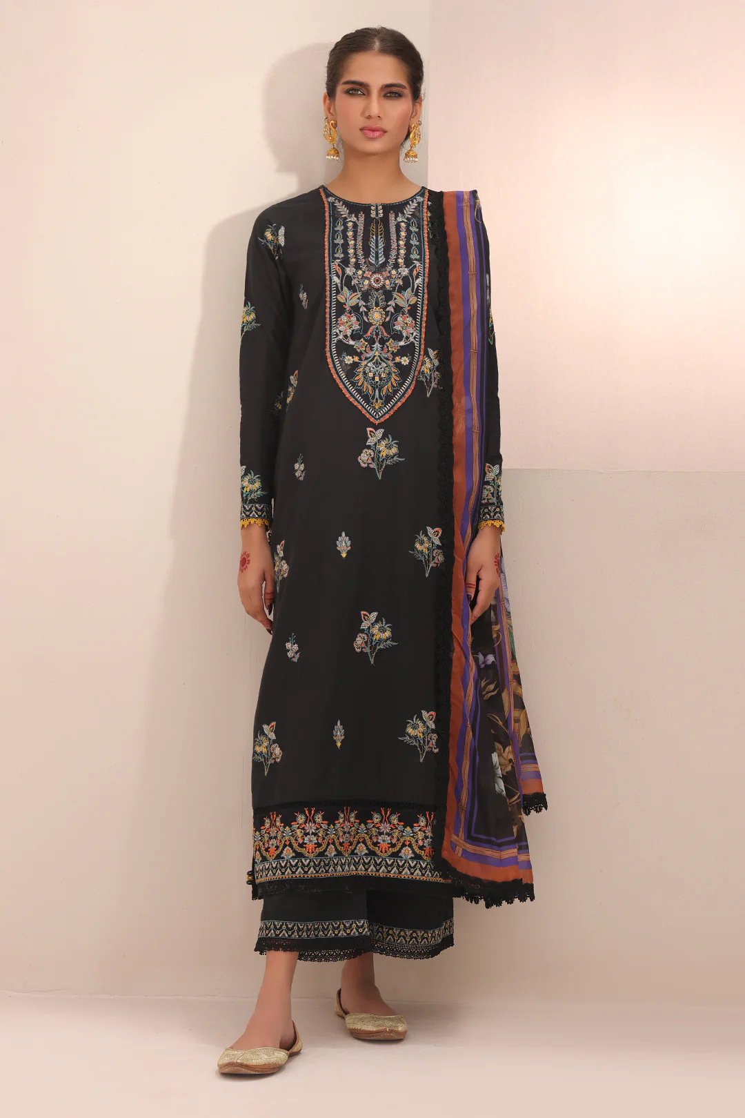 Embroidered Shirt Shalwar Dupatta - 1547 - Image 5