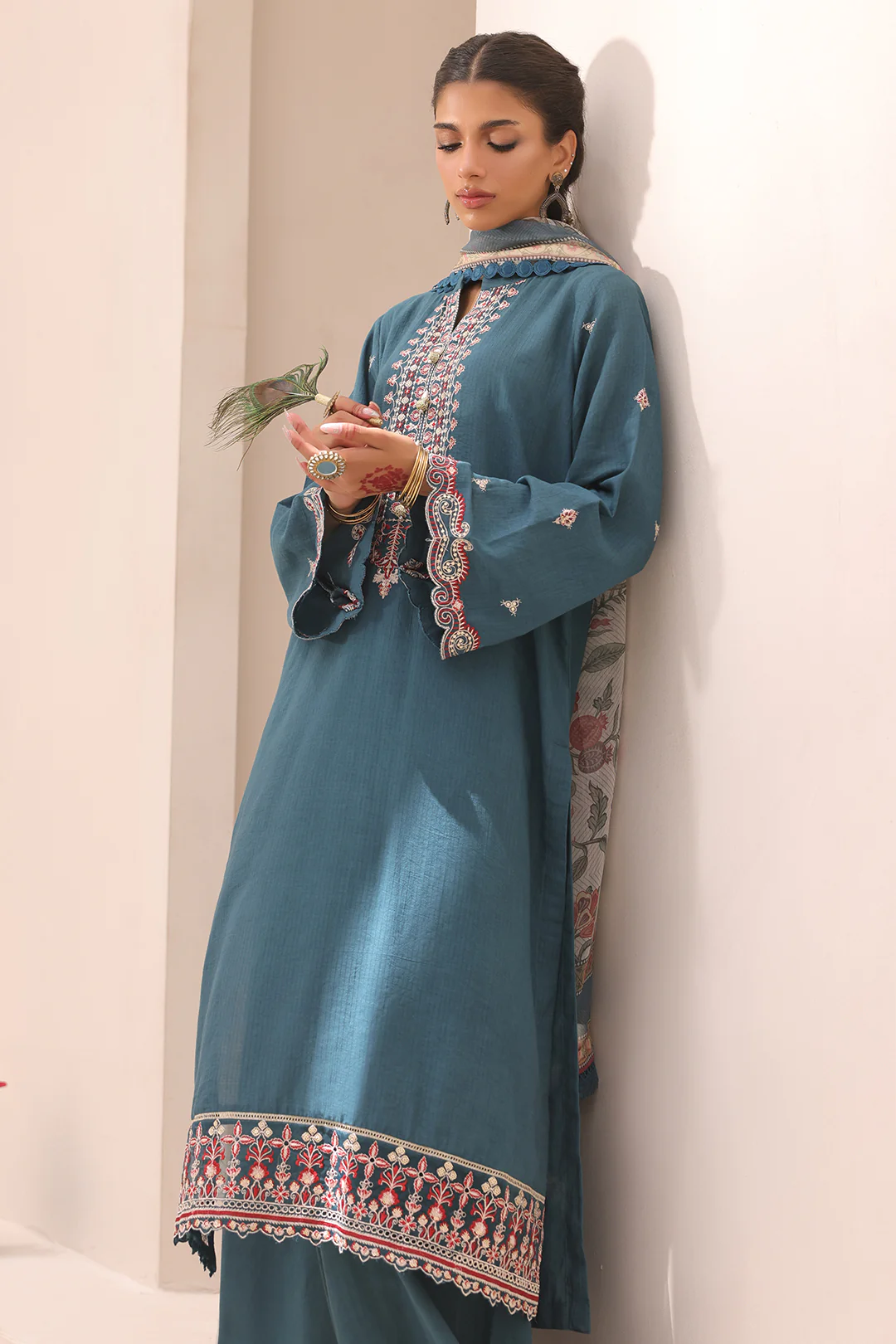 Embroidered Shirt Shalwar Dupatta - 1549 - Image 3