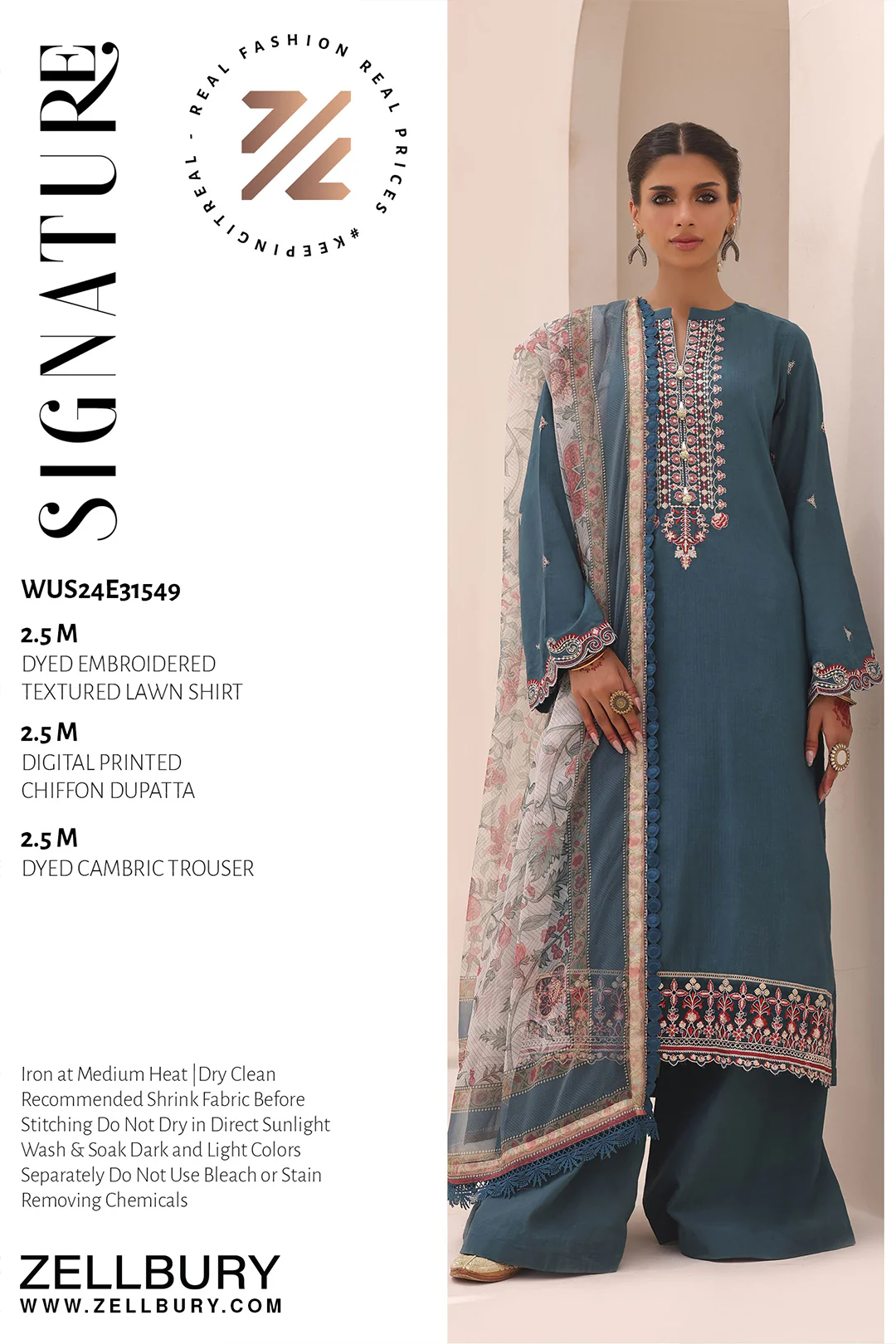 Embroidered Shirt Shalwar Dupatta - 1549 - Image 7