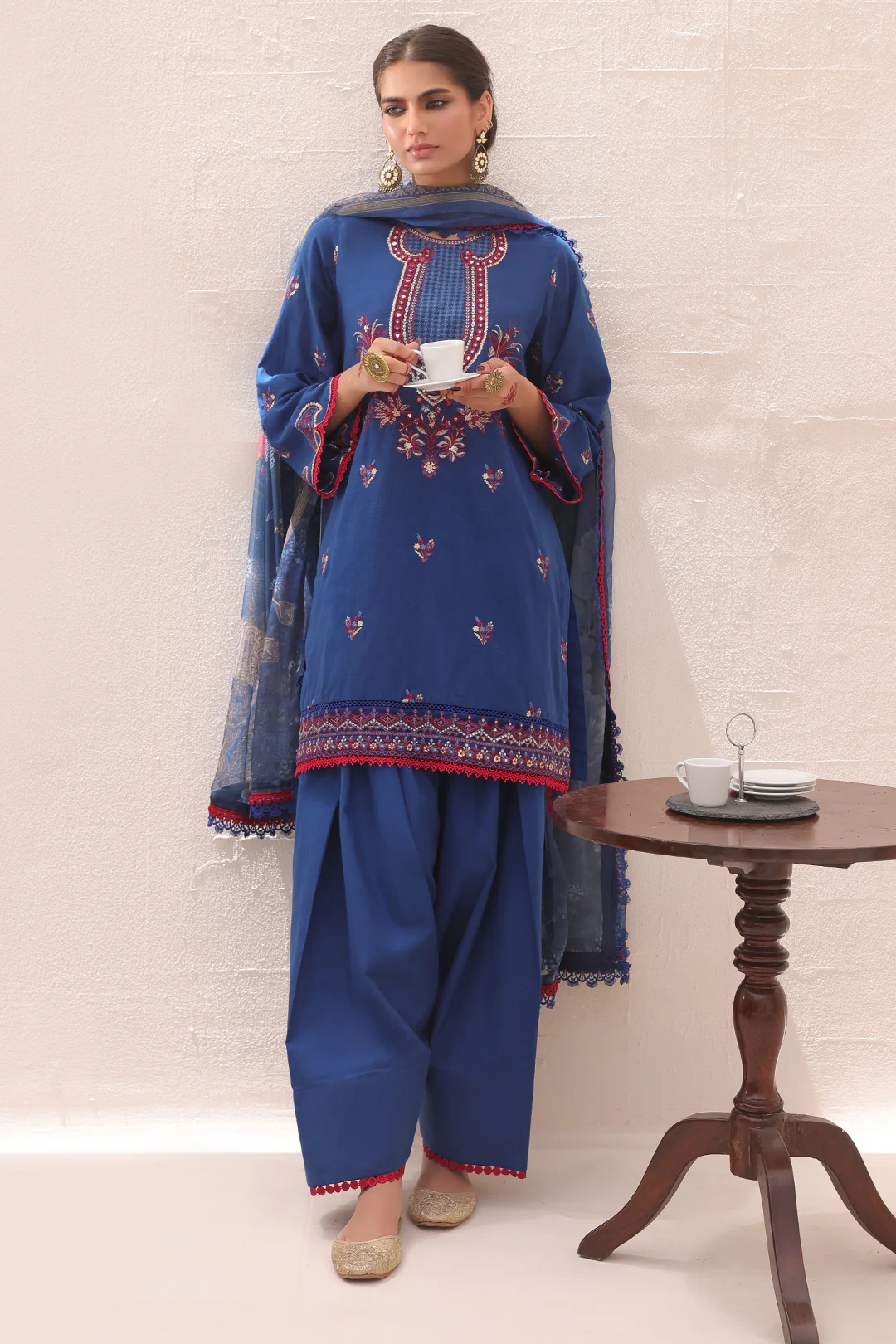 Embroidered Shirt Shalwar Dupatta - 1551 - Image 3
