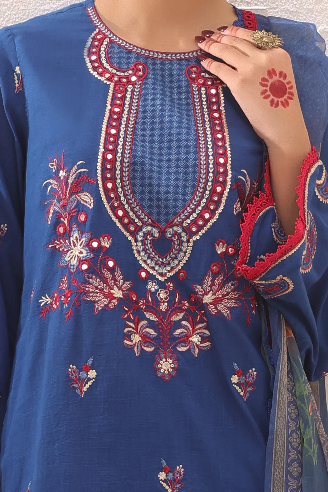 Embroidered Shirt Shalwar Dupatta - 1551 - Image 4