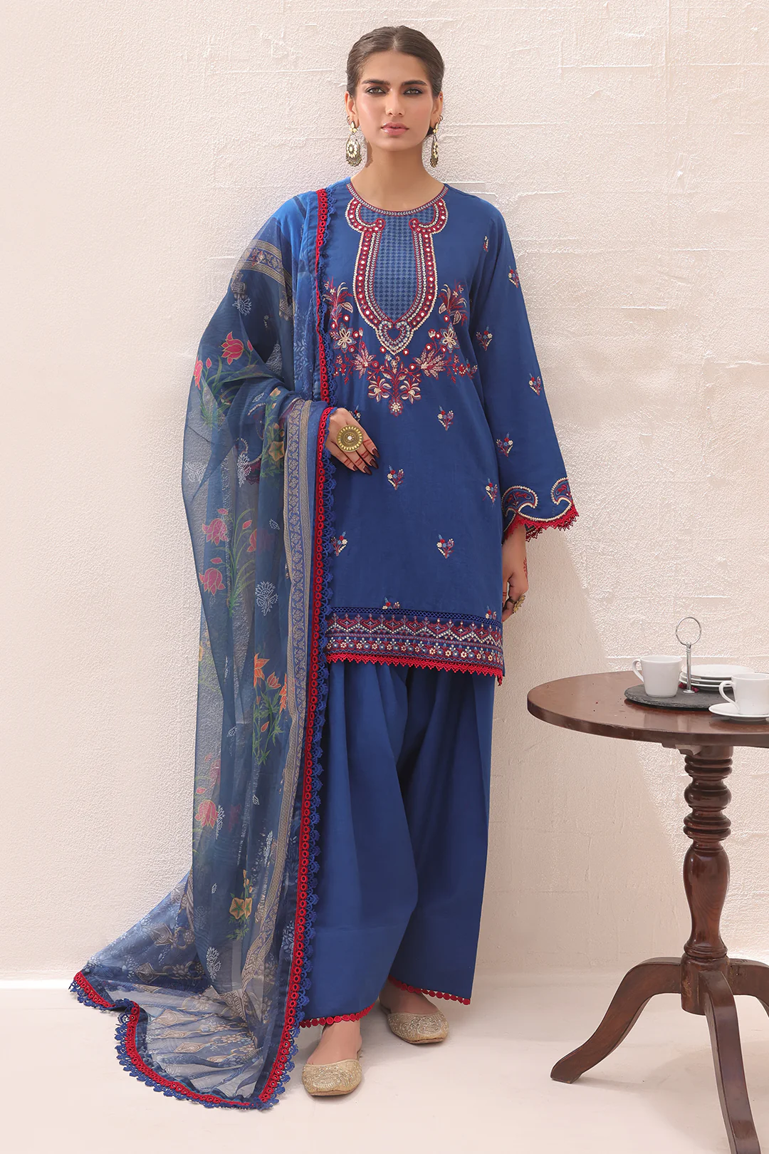 Embroidered Shirt Shalwar Dupatta - 1551 - Image 5