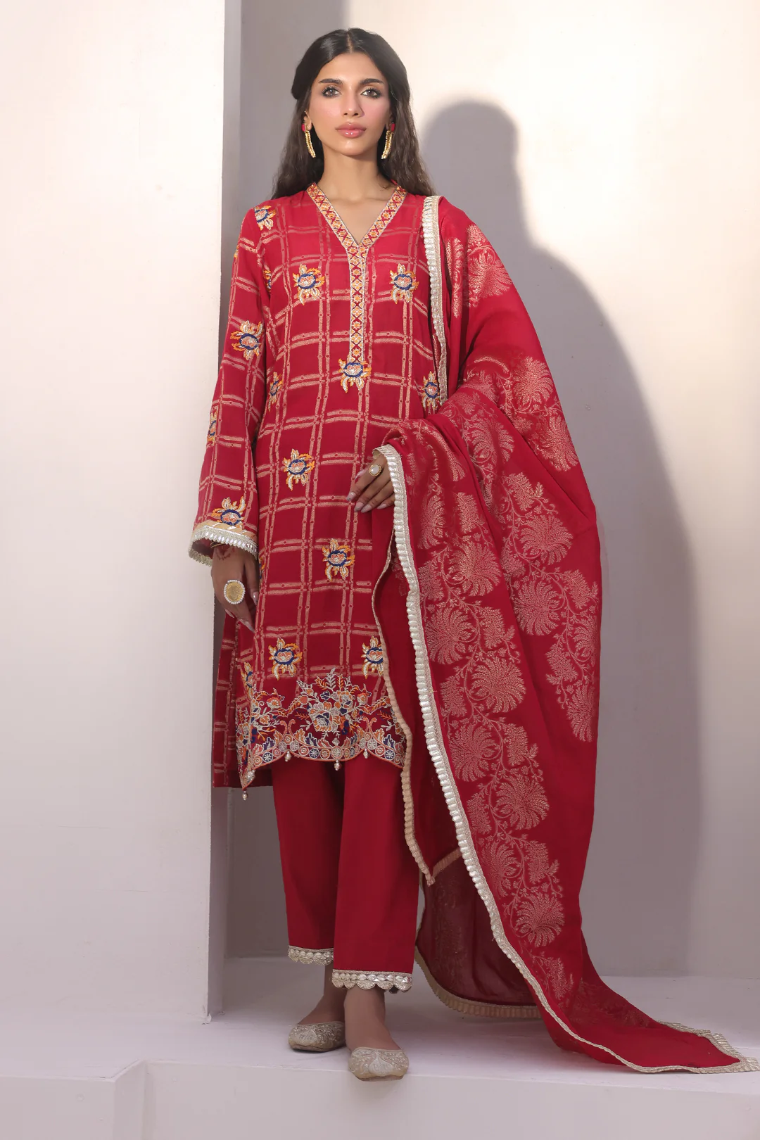 Embroidered Shirt Shalwar Dupatta - 1803 - Image 3