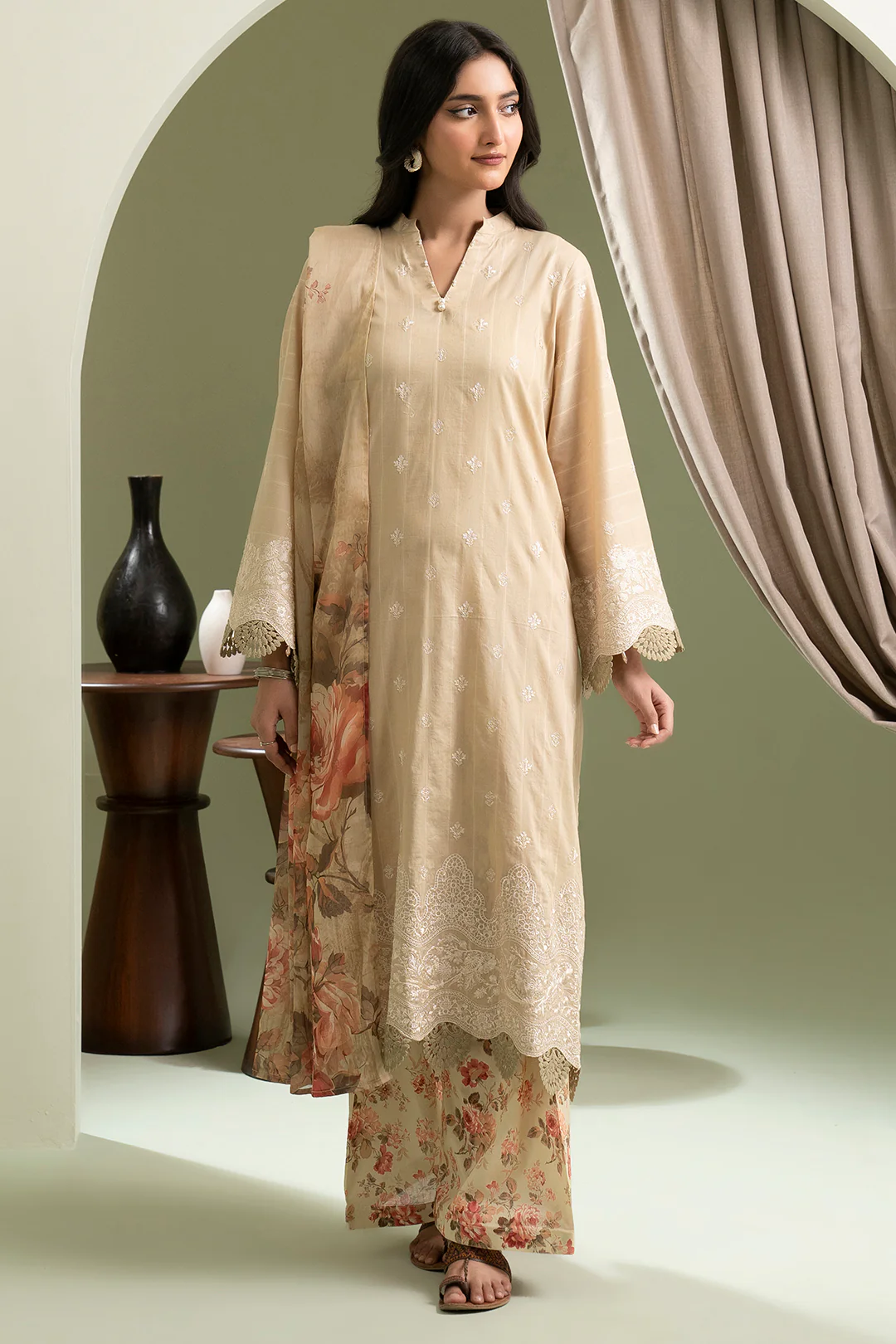 Embroidered Shirt Shalwar Dupatta - 0285 - Image 3
