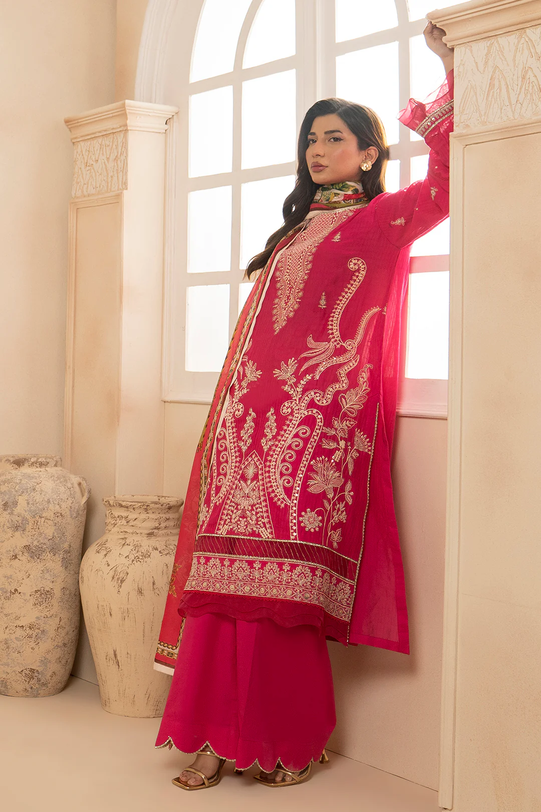 Embroidered Shirt Shalwar Dupatta - 0783 - Image 10