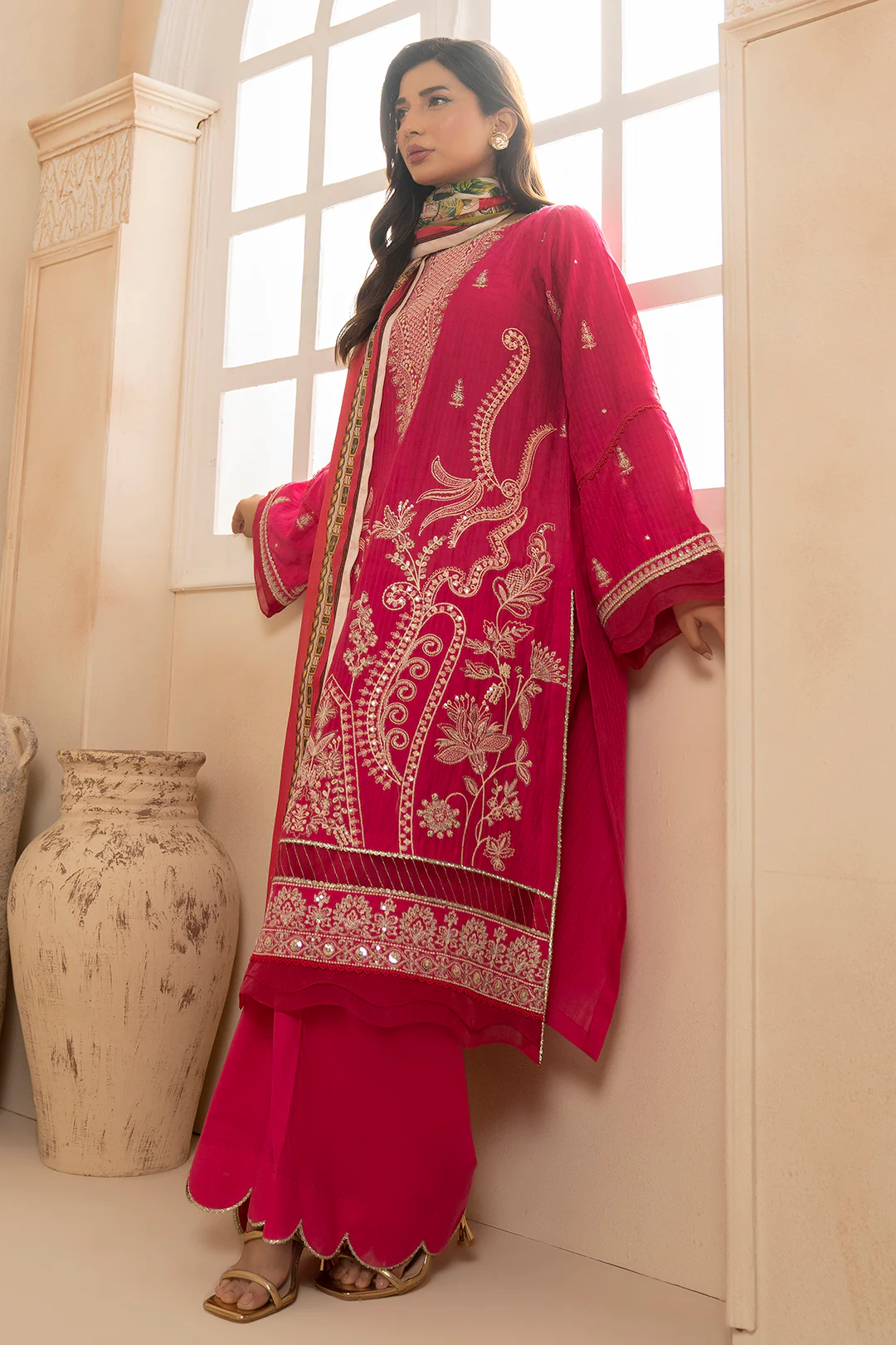 Embroidered Shirt Shalwar Dupatta - 0783 - Image 6