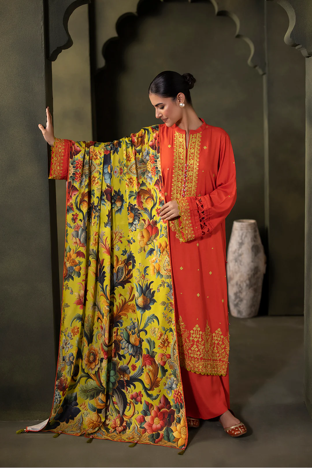 Embroidered Shirt Shalwar Dupatta - 0242 - Image 6