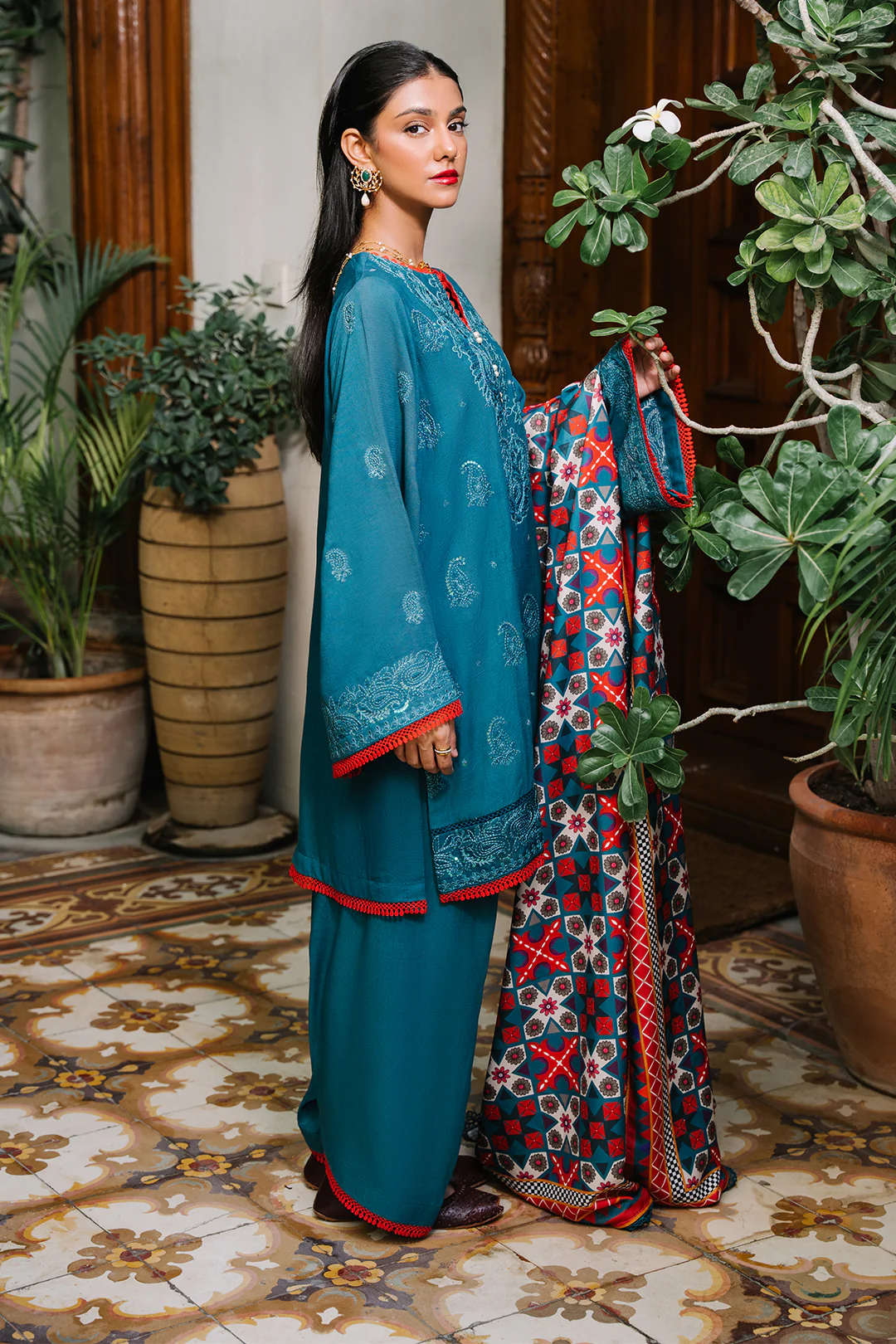 Embroidered Shirt Shalwar Dupatta - 0326 - Image 3