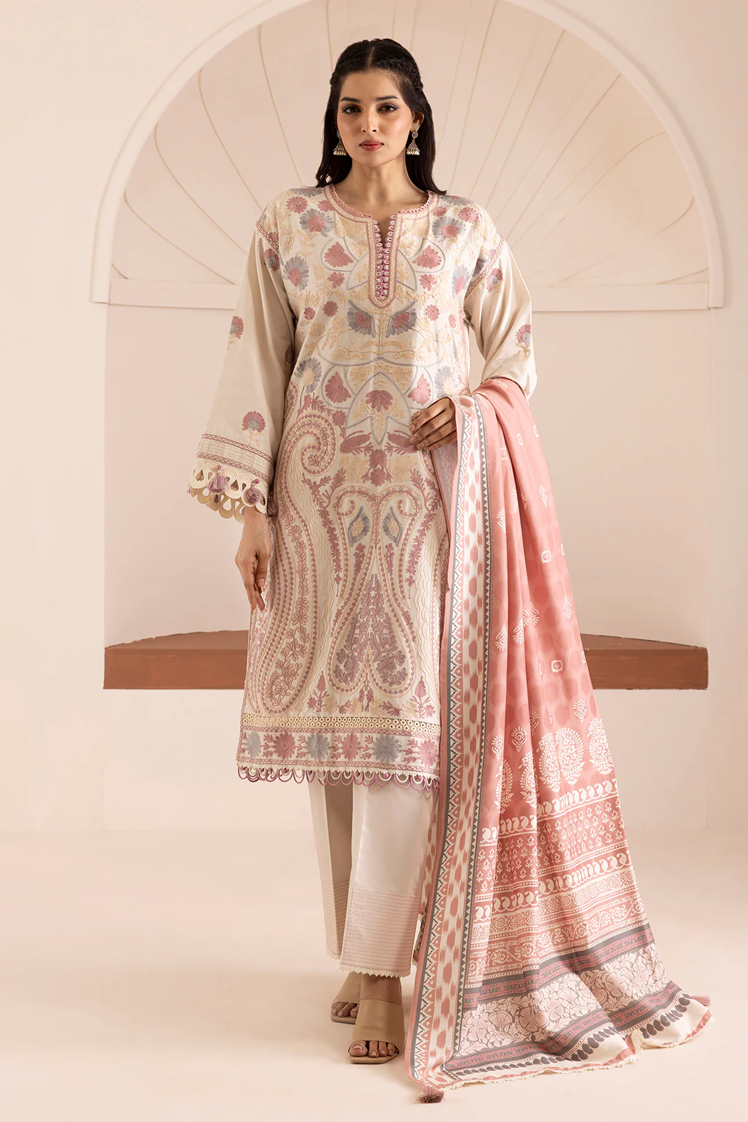 Embroidered Shirt Shalwar Dupatta - 0267 - Image 6