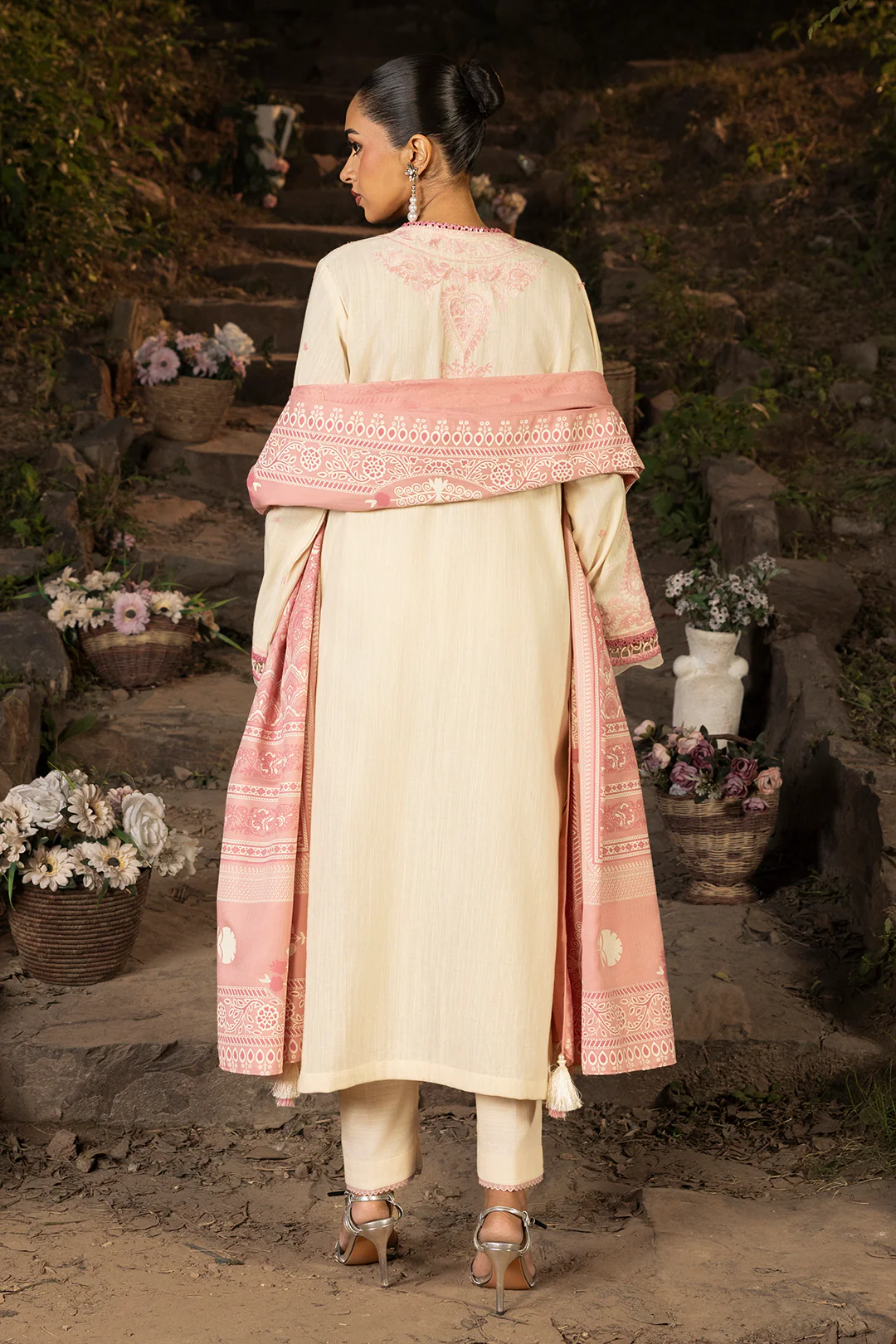 Embroidered Shirt Shalwar Shawl - 0168 - Image 10