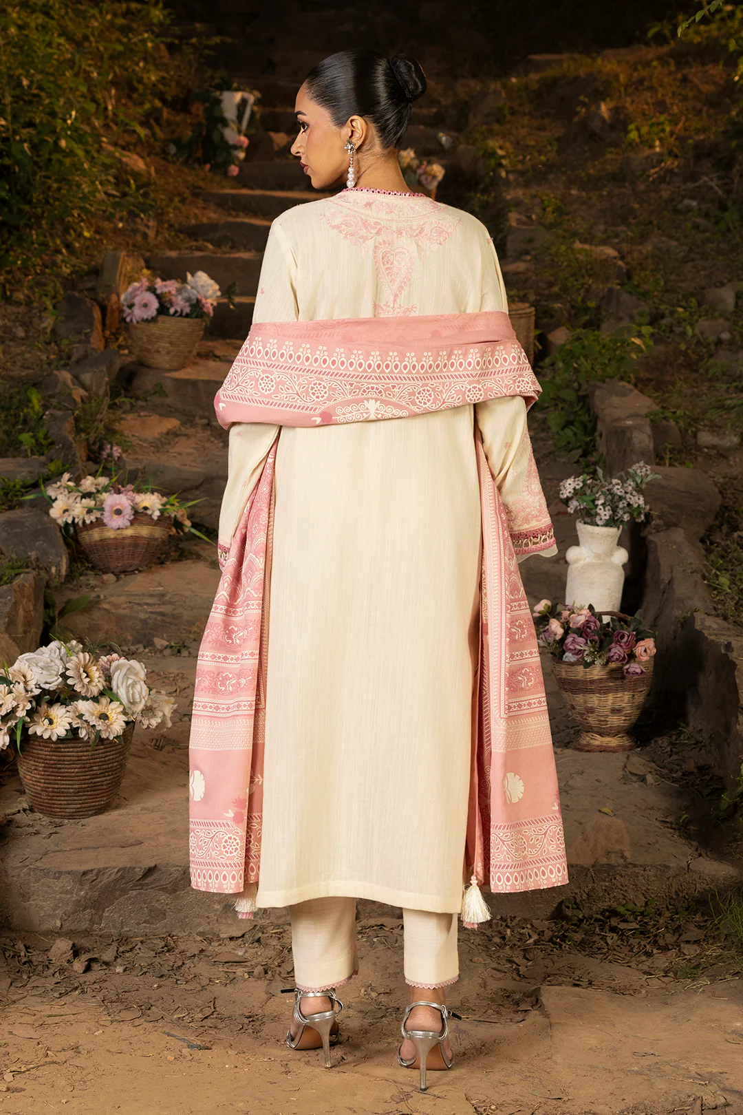 Embroidered Shirt Shalwar Shawl - 0168 - Image 12