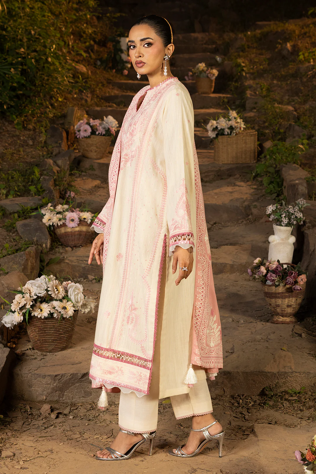 Embroidered Shirt Shalwar Shawl - 0168 - Image 5