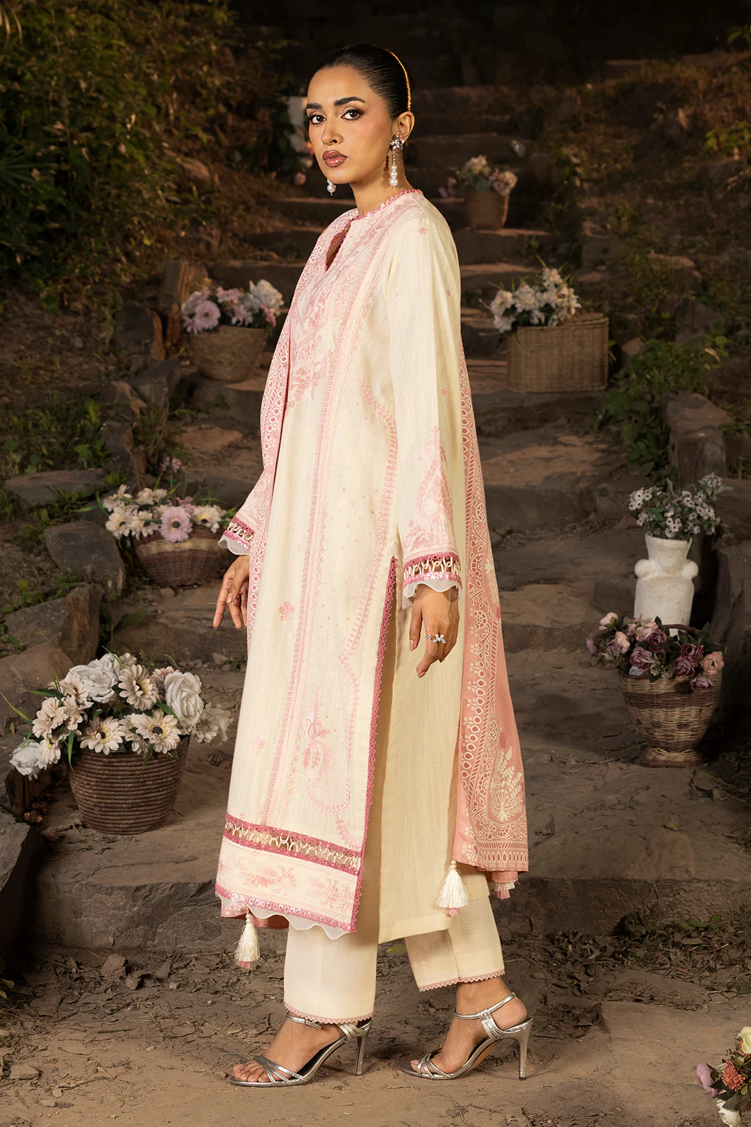 Embroidered Shirt Shalwar Shawl - 0168 - Image 6