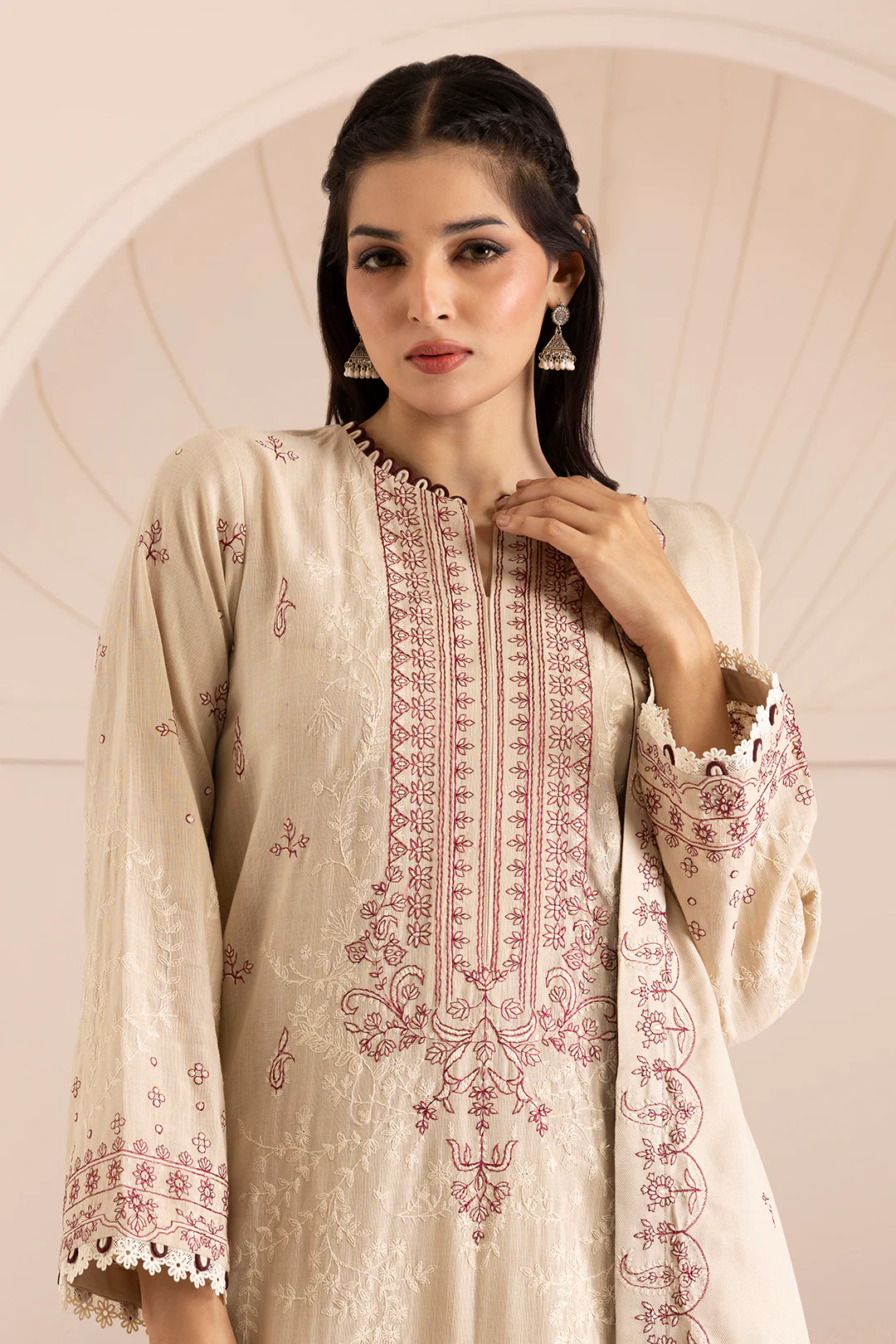 Embroidered Shirt Shalwar Shawl - 0176 - Image 3