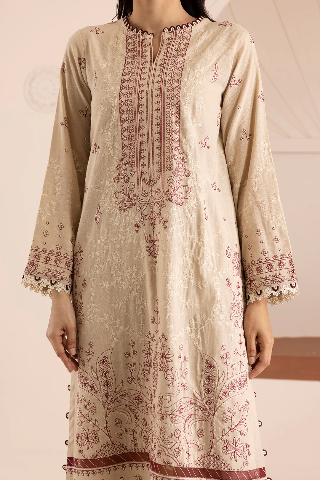 Embroidered Shirt Shalwar Shawl - 0176 - Image 5