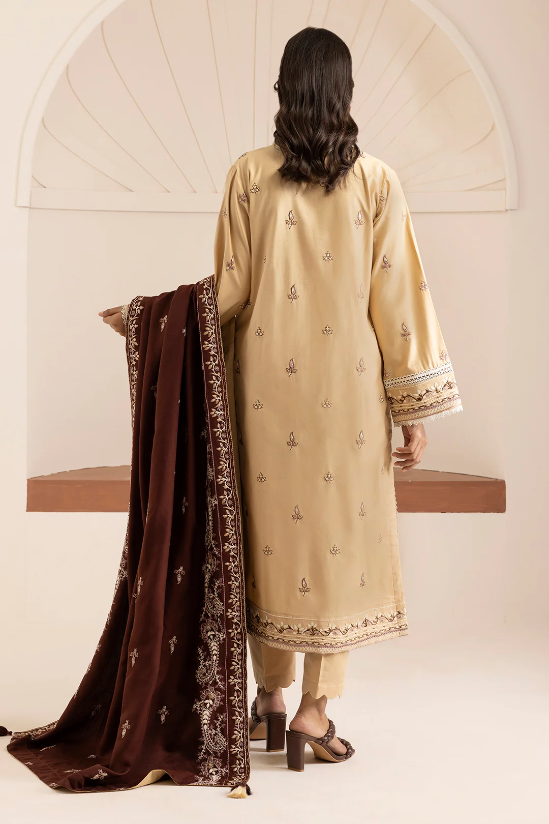 Embroidered Shirt Shalwar Shawl - 0263 - Image 11