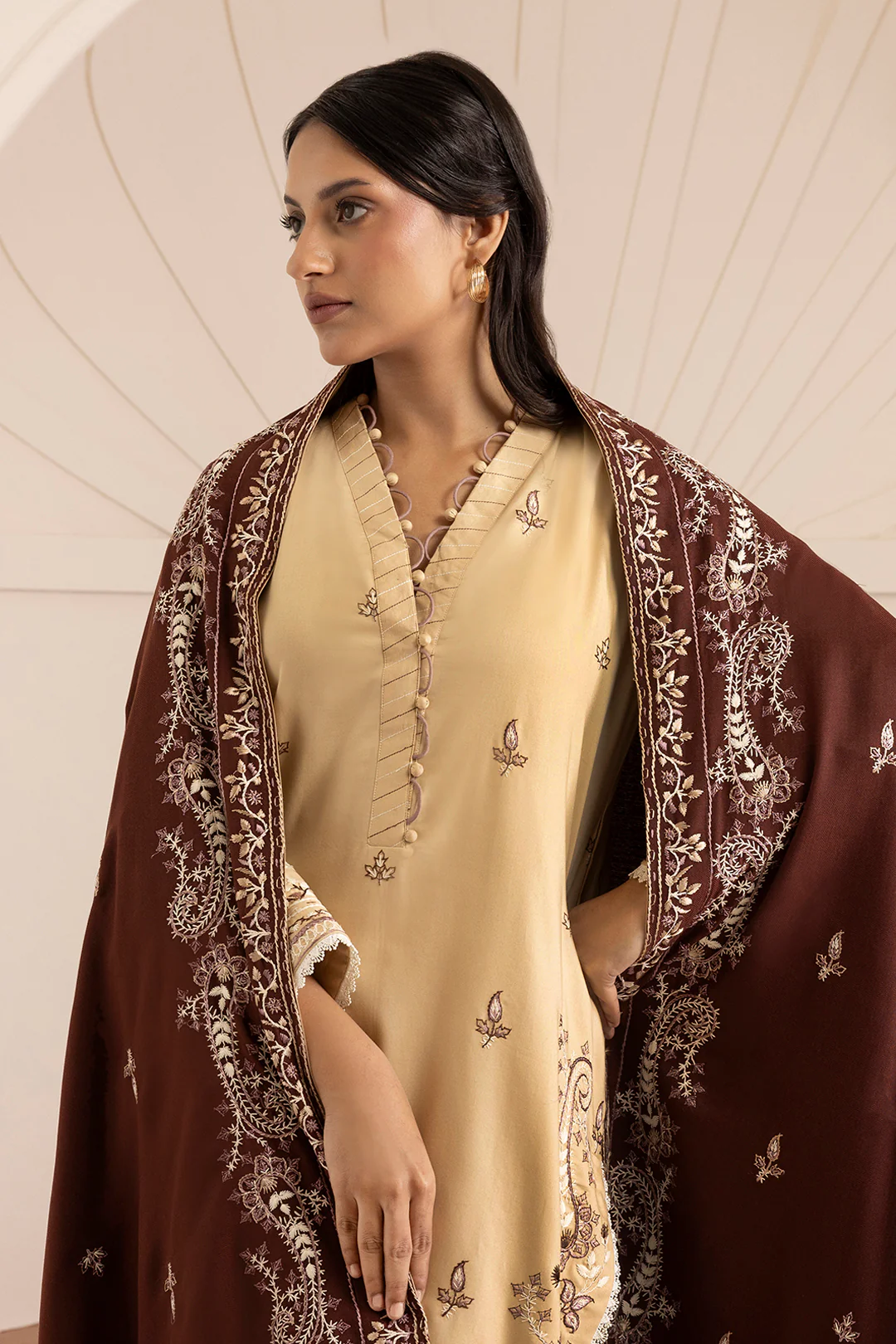 Embroidered Shirt Shalwar Shawl - 0263 - Image 3