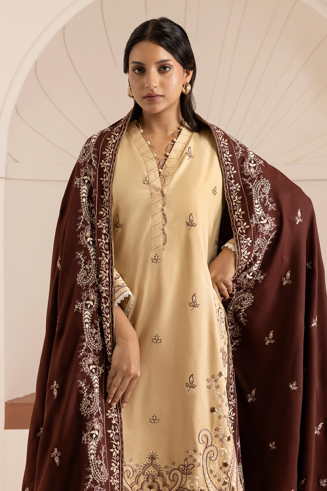 Embroidered Shirt Shalwar Shawl - 0263 - Image 6