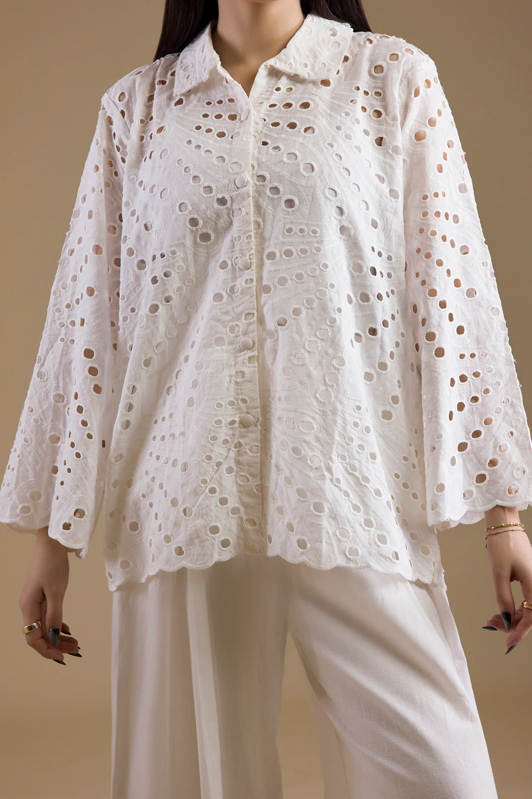 Eyelet Button-Down Shirt - 1378 - Image 5